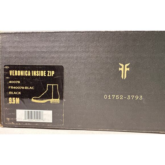 Frye Boot Veronica Inside Zip Ankle 6" Women's 9.5 M Black Leather Round Toe - Picture 10 of 10